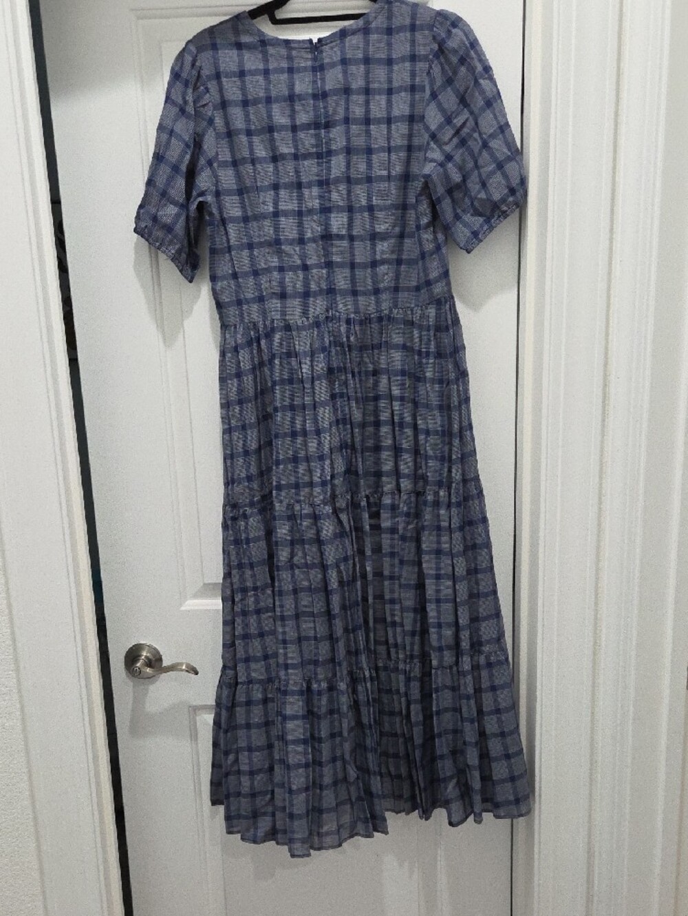 Pendleton Blue Plaid V-Neck Tiered Maxi Dress - Picture 8 of 14